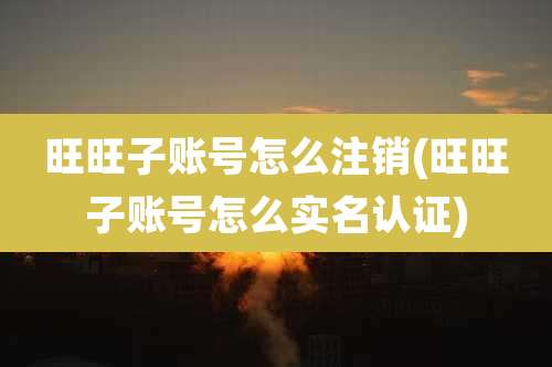 旺旺子账号怎么注销(旺旺子账号怎么实名认证)