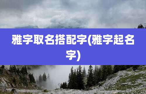 雅字取名搭配字(雅字起名字)