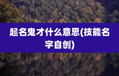 起名鬼才什么意思(技能名字自创)