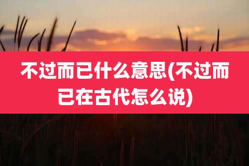 不过而已什么意思(不过而已在古代怎么说)