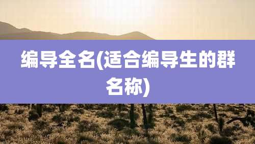 编导全名(适合编导生的群名称)