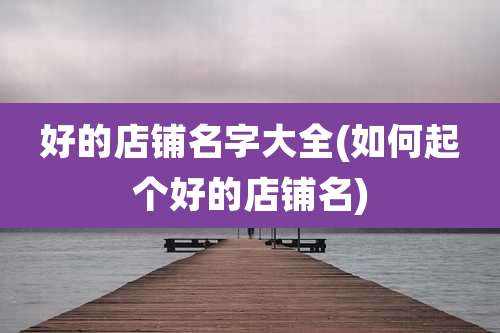 好的店铺名字大全(如何起个好的店铺名)