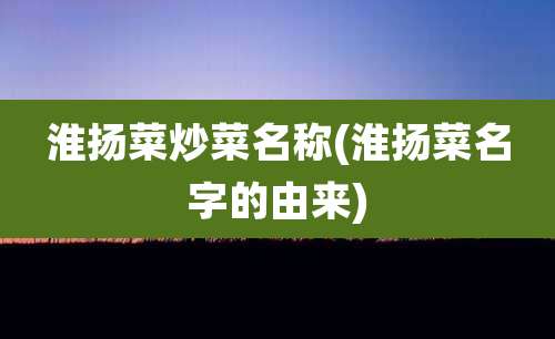 淮扬菜炒菜名称(淮扬菜名字的由来)