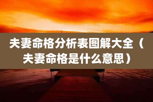 夫妻命格分析表图解大全（夫妻命格是什么意思）