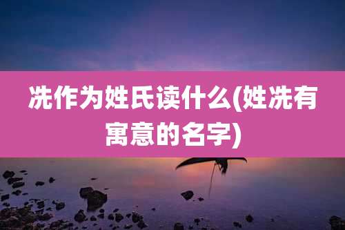 冼作为姓氏读什么(姓冼有寓意的名字)