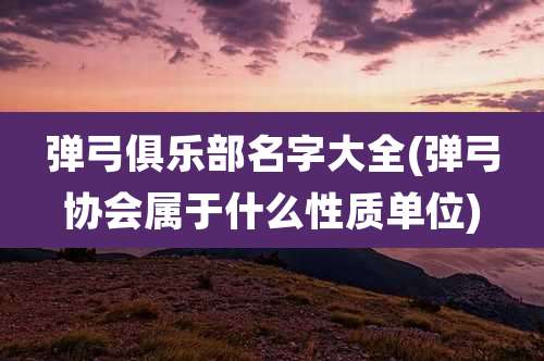 弹弓俱乐部名字大全(弹弓协会属于什么性质单位)