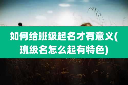 如何给班级起名才有意义(班级名怎么起有特色)