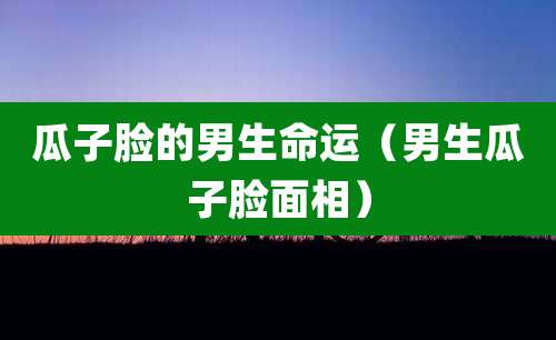 瓜子脸的男生命运(男生瓜子脸面相)