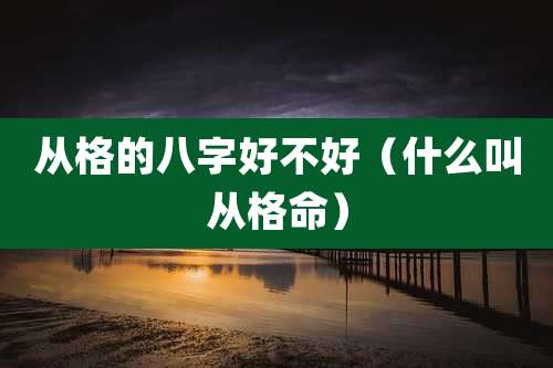 从格的八字好不好（什么叫从格命）