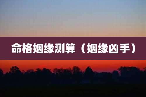 命格姻缘测算(姻缘凶手)