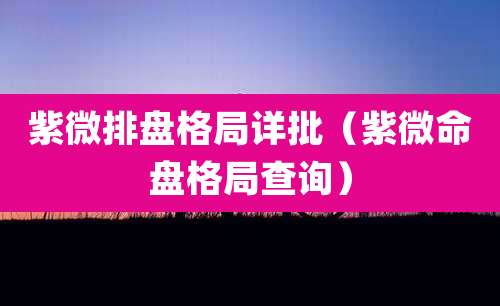 紫微排盘格局详批（紫微命盘格局查询）