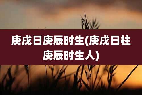 庚戌日庚辰时生(庚戌日柱庚辰时生人)