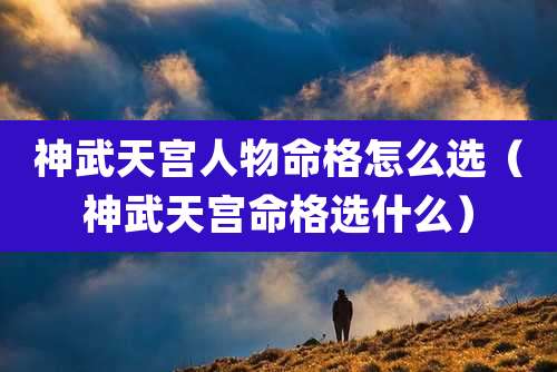 神武天宫人物命格怎么选(神武天宫命格选什么)