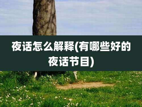 夜话怎么解释(有哪些好的夜话节目)