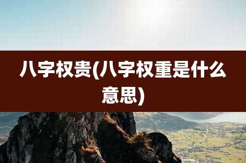 八字权贵(八字权重是什么意思)