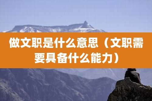 做文职是什么意思(文职需要具备什么能力)