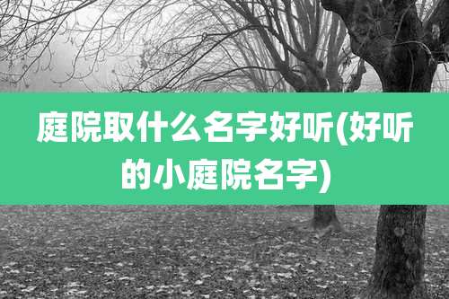 庭院取什么名字好听(好听的小庭院名字)