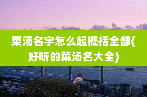 菜汤名字怎么起概括全部(好听的菜汤名大全)