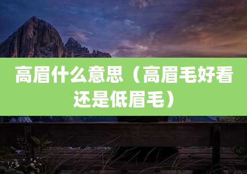 高眉什么意思(高眉毛好看还是低眉毛)