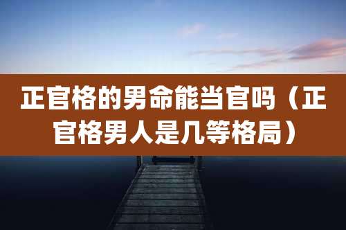 正官格的男命能当官吗（正官格男人是几等格局）