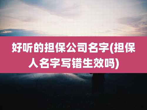 好听的担保公司名字(担保人名字写错生效吗)