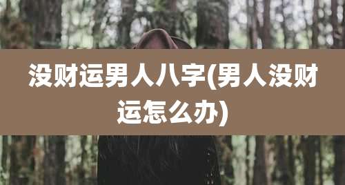 没财运男人八字(男人没财运怎么办)