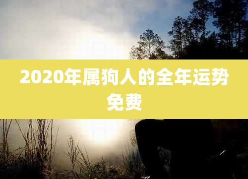 2020年属狗人的全年运势免费