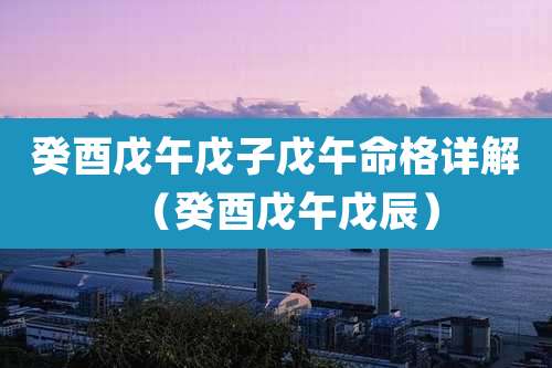 癸酉戊午戊子戊午命格详解（癸酉戊午戊辰）