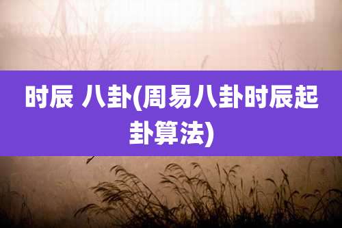 时辰 八卦(周易八卦时辰起卦算法)
