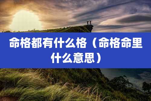 命格都有什么格(命格命里什么意思)