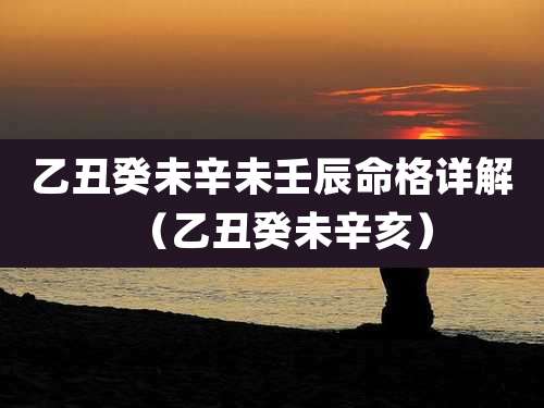 乙丑癸未辛未壬辰命格详解(乙丑癸未辛亥)