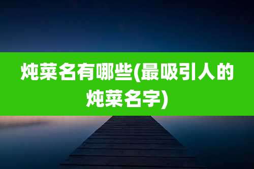 炖菜名有哪些(最吸引人的炖菜名字)
