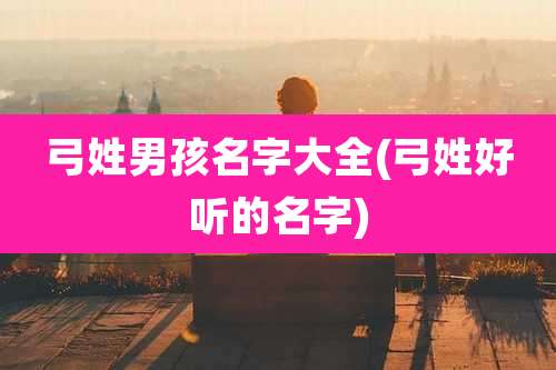 弓姓男孩名字大全(弓姓好听的名字)