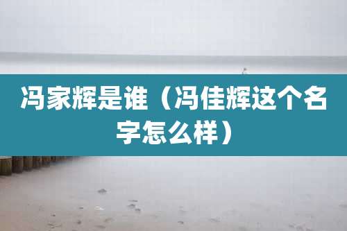 冯家辉是谁（冯佳辉这个名字怎么样）