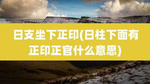 日支坐下正印(日柱下面有正印正官什么意思)