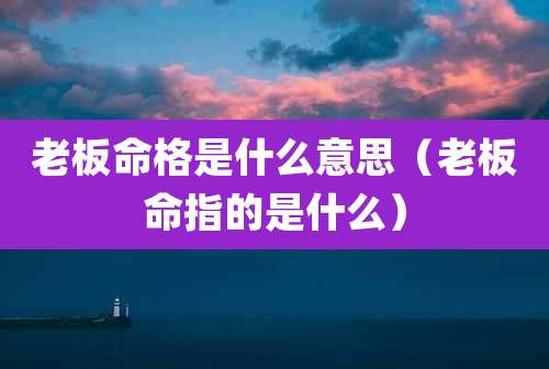 老板命格是什么意思（老板命指的是什么）
