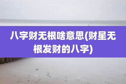八字财无根啥意思(财星无根发财的八字)