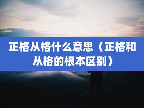 正格从格什么意思（正格和从格的根本区别）