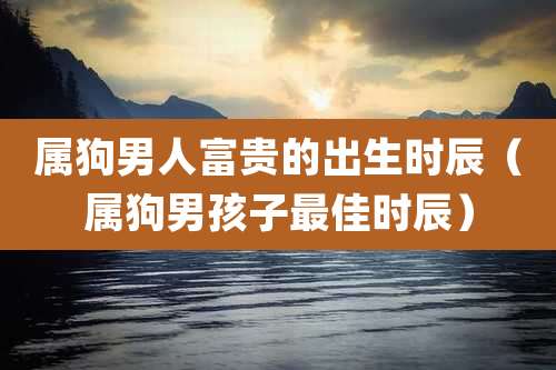 属狗男人富贵的出生时辰(属狗男孩子最佳时辰)