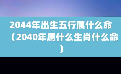 2044年出生五行属什么命（2040年属什么生肖什么命）
