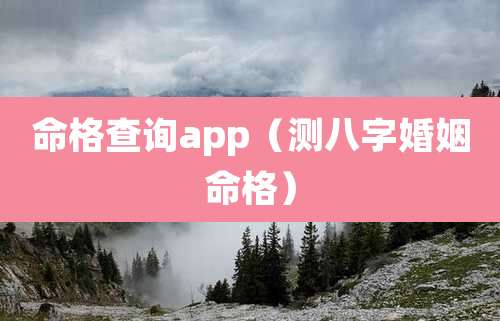 命格查询app（测八字婚姻命格）