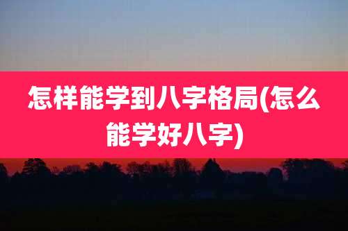 怎样能学到八字格局(怎么能学好八字)