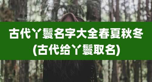 古代丫鬟名字大全春夏秋冬(古代给丫鬟取名)