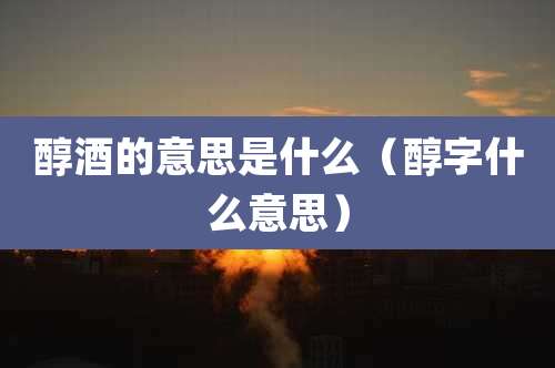 醇酒的意思是什么（醇字什么意思）