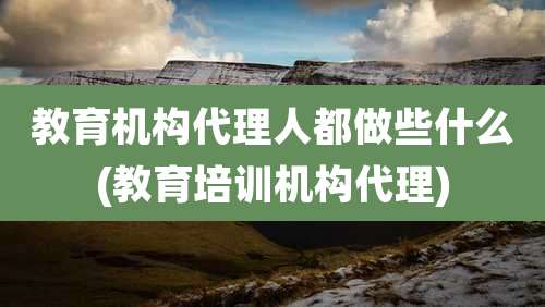 教育机构代理人都做些什么(教育培训机构代理)