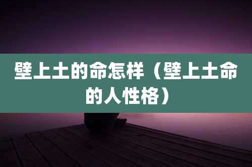 壁上土的命怎样（壁上土命的人性格）