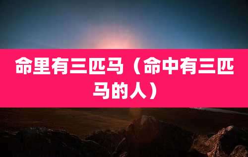 命里有三匹马（命中有三匹马的人）