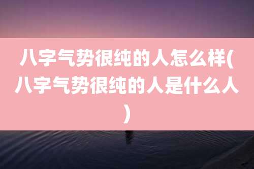 八字气势很纯的人怎么样(八字气势很纯的人是什么人)