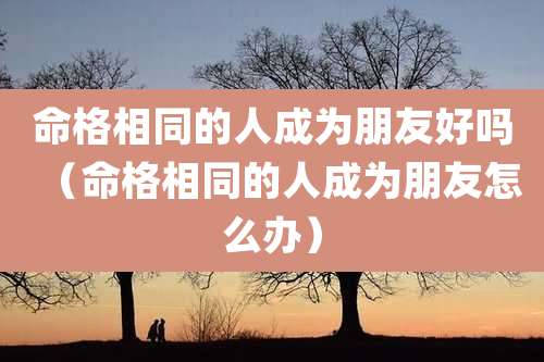命格相同的人成为朋友好吗(命格相同的人成为朋友怎么办)