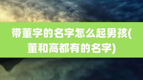 带董字的名字怎么起男孩(董和高都有的名字)